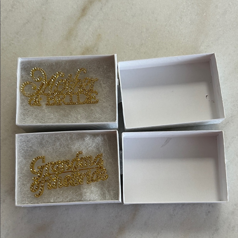 Gold Mother of Bride and Grandma Pins